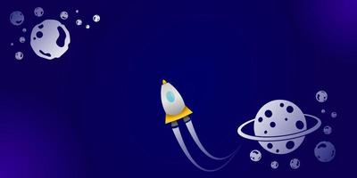 illustratie vector van ruimte in tekenfilm met raket voor kinderen