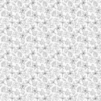 patroon met tekening bladeren. naadloos patroon met 8 types van bladeren. tekenfilm zwart en wit illustratie. vector