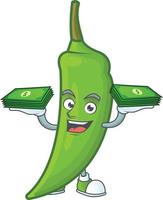 groene chili stripfiguur vector