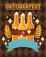 Oktoberfest bierflessen met lint vector ontwerp