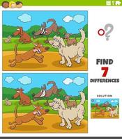 verschillen educatief spel voor kinderen met gelukkige hondengroep vector