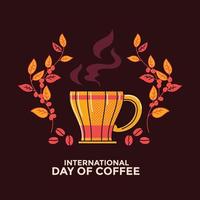internationale dag van koffie wenskaart vector