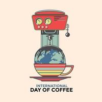 internationale dag van koffie wenskaart vector