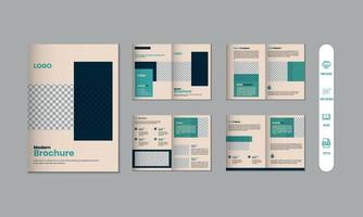 8 Pagina's zakelijke modern brochure en bedrijf profiel, tijdschrift, portefeuille sjabloon ontwerp vector