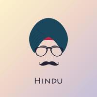 Indiase man met zwarte snor en bril. vector
