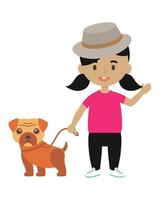 tekenfilm meisje en hond illustratie vector