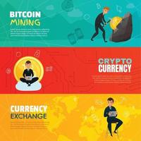 cryptocurrency bitcoin horizontale banners vector