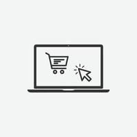 online winkel winkelen vector geïsoleerd pictogram op grijze achtergrond