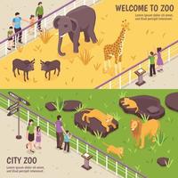 isometrische dierentuin horizontale banners
