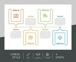 4 stappen van lijn infographic vector ontwerp met cirkel voorwerp voor marketing. werkwijze infographic kan worden gebruikt voor presentatie en bedrijf.