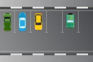 auto's voertuig van bovenaanzicht op het ontwerpconcept van de parkeerplaats vector