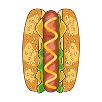 heerlijke hotdog fastfood pictogram vector