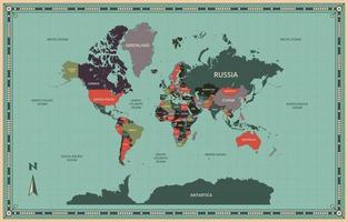 wereld kaart met land naam vector