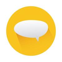 tekstballon in cirkel geel geïsoleerd pictogram vector