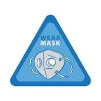 Draag masker driehoekig label geïsoleerd pictogram vector