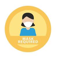 masker verplicht label met vrouw die masker draagt vector