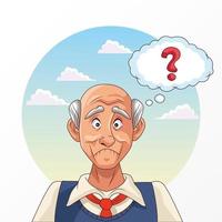 oude man en de ziekte van Alzheimer patiënt met vraagteken vector
