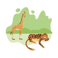 wilde Afrikaanse giraffen en luipaarddieren vector