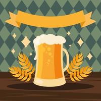 Oktoberfest bierglas met lint vector ontwerp