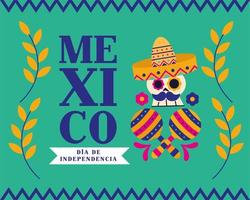 onafhankelijkheidsdag van mexico-viering met schedel vector