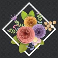 vector- en illustratieontwerp. ambachtelijke papieren bloemen, lente, herfst, bruiloft en valentijn feestelijk bloemenboeket, heldere herfstkleuren, natuur clipart geïsoleerd op een witte achtergrond, decoratieve versiering. vector