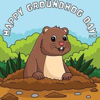 gelukkig groundhog dag gekleurde tekenfilm illustratie vector