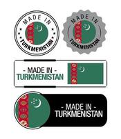 reeks van gemaakt in turkmenistan etiketten, logo, turkmenistan vlag, turkmenistan Product embleem vector