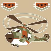 leger helikopter met lucht dwingen logo, vector tekenfilm illustratie