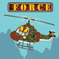schattig beer Aan leger helikopter, vector tekenfilm illustratie