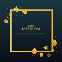 mooi Pasen dag ontwerp met luxe gouden eieren vector. gelukkig Pasen dag achtergrond en sociaal media post vector