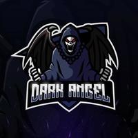 donker engel schedel mascotte esport logo ontwerp vector