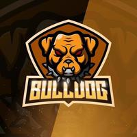 bulldog mascotte esport logo ontwerp vector