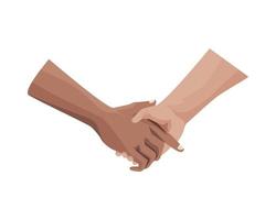 interraciale handdruk, gebaar van menselijke vriendschap vector