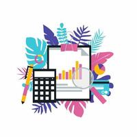 bedrijfsanalyse, boekhouding, financieel rapport, budgetbeheer, financieel concept vector illustratie ontwerp voor webbanners en apps