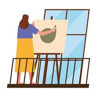 vrouw schilderen thuis vector