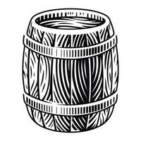 zwart-wit vectorillustratie van een houten vat in gravurestijl op een witte achtergrond. vector