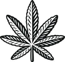 zwart-wit vectorillustratie van een cannabisblad op witte achtergrond vector