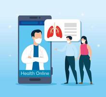 gezondheidstechnologie online met zieke mensen vector