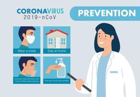 vrouwelijke arts ter preventie van coronavirus vector