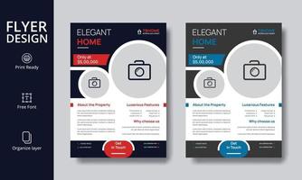 creatief modern rood en blauw onroerend goed flyer-ontwerp voor een elegant huis vector