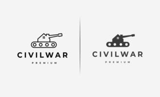 militaire tank huis logo ontwerp vectorillustratie vector