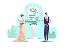 huwelijk contract concept vector illustratie