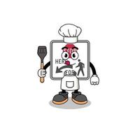 mascotte illustratie van hou op hier voor voetgangers chef vector