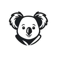 zwart en wit gemakkelijk logo met aanbiddelijk en schattig koala. vector