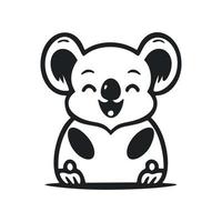 zwart en wit eenvoudig logo met mooi hoor en schattig koala. vector