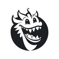 zwart en wit gemakkelijk logo met lief vrolijk krokodil. vector