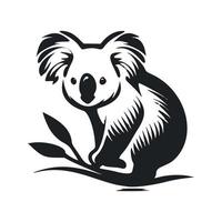 zwart en wit gemakkelijk logo met een mooi hoor koala vector