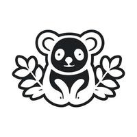 zwart en wit gemakkelijk logo met mooi hoor en schattig koala. vector