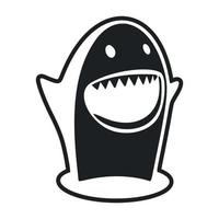 zwart en wit ongecompliceerd logo met aantrekkelijk vrolijk haai. vector