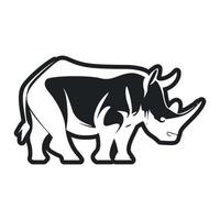 zwart en wit licht logo met aanbiddelijk neushoorn vector
